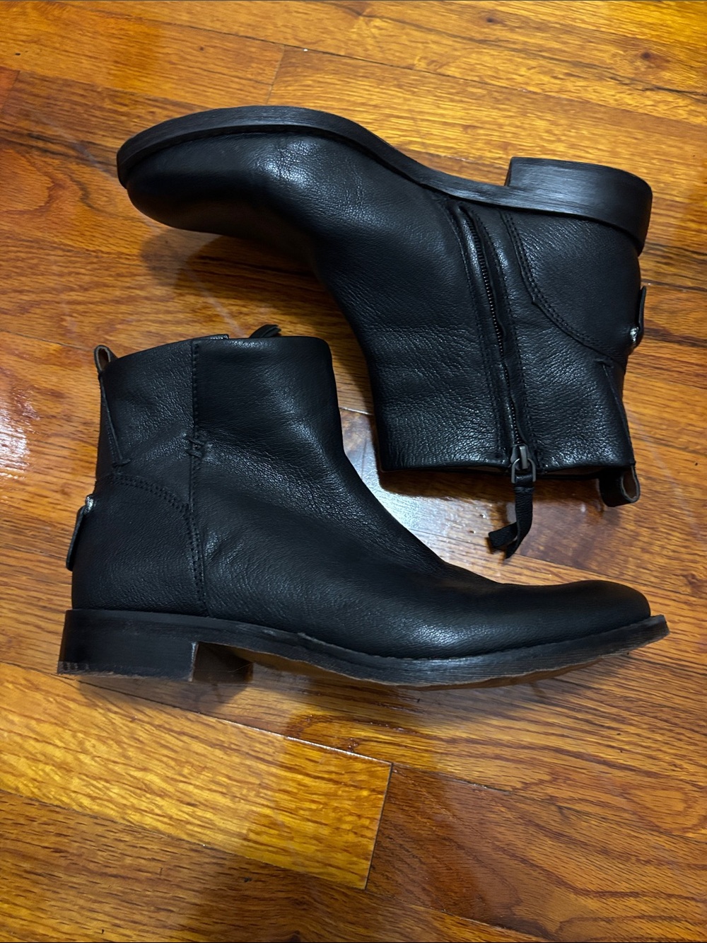 Franco Sarto ‘Liz’ Black Leather Moto Ankle Boots